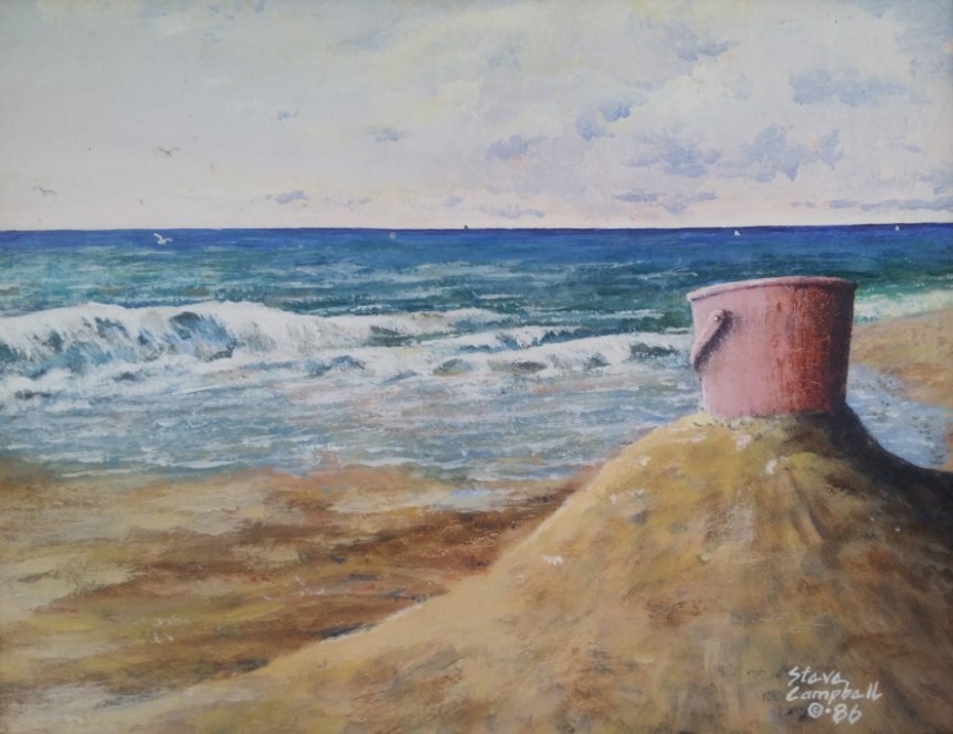 beach painting, acrylic